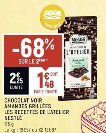 Chocolat Noir Amandes Grillées Les Recettes De L'atelier Nestlé -68% Sur Le 2ème
