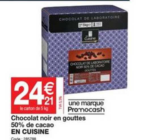 chocolat noir en gouttes 50% de cacao en cuisine