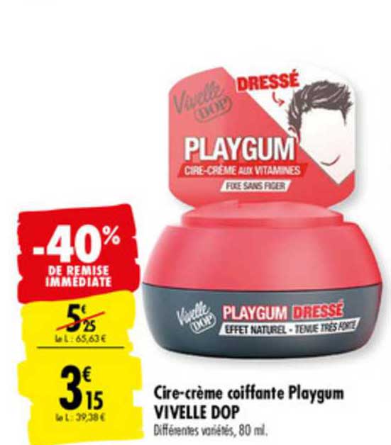 cire crème coiffante paygum vivelle dop -40% remise immédiate