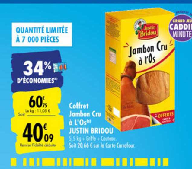 coffret jambon cru à l'os justin bridou
