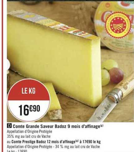 comte grande saveur badoz 9 mois d'affinage