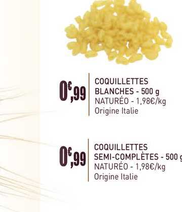 coquillettes blanches coquillettes semi complètes