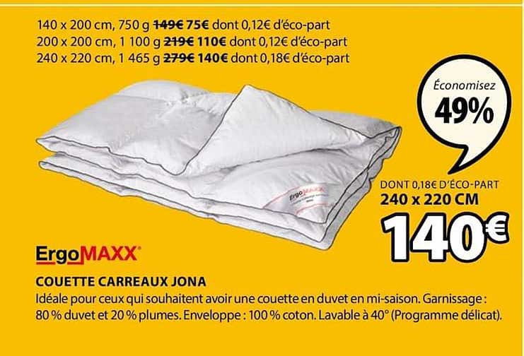 couette carreaux jona ergomaxx