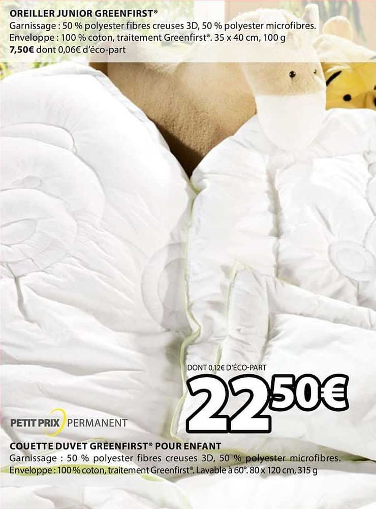couette duvet greenfirst pour enfant oreiller junior greenfirst