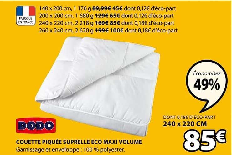 couette piquée suprelle eco maxi volume dodo