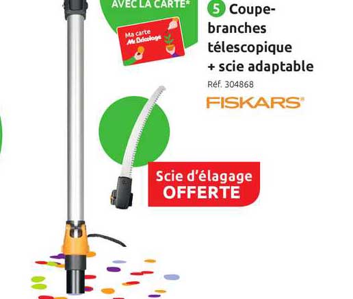 coupe branches télescopique + scie adaptable fiskars