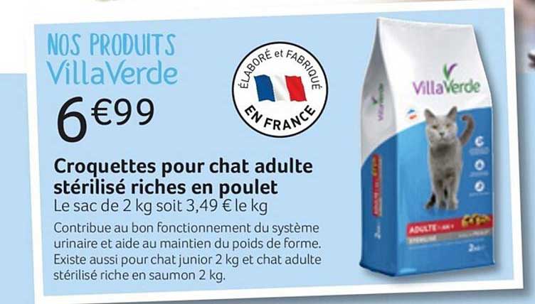 croquettes pour chat adulte stérilisé riches en poulet villaverde