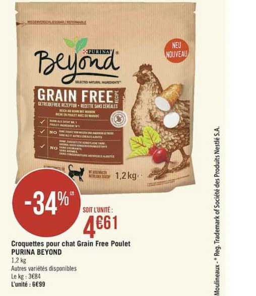 croquettes pour chat grain free poulet purina beyond