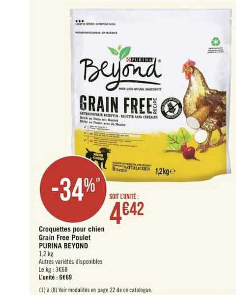 croquettes pour chien grain free poulet purina beyond