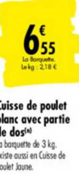 cuisse de poulet blanc avec partie le dos