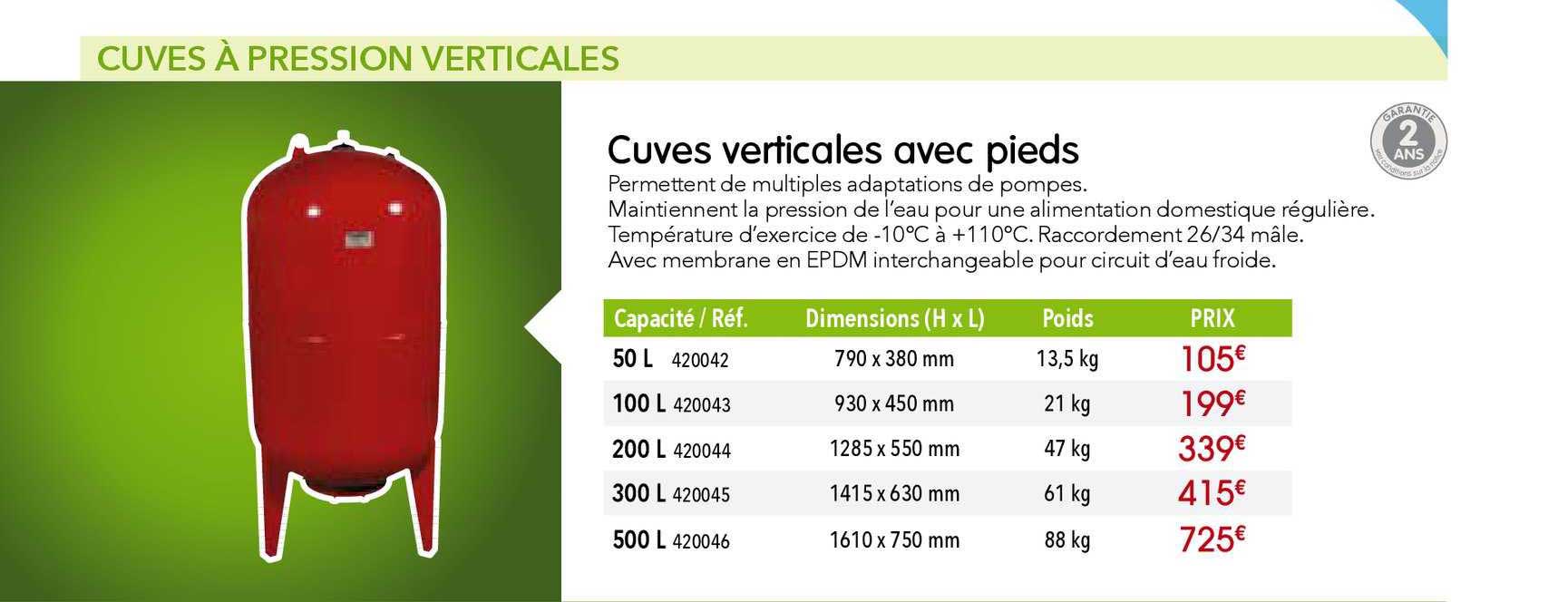 cuves verticales avec pieds