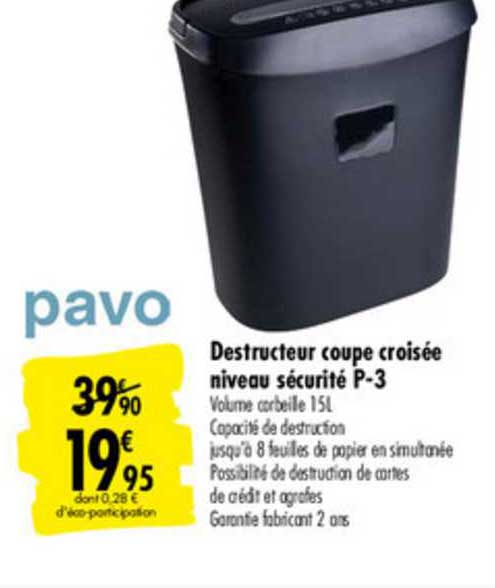 destructeur coupe croisée niveau sécurité p 3 pavo