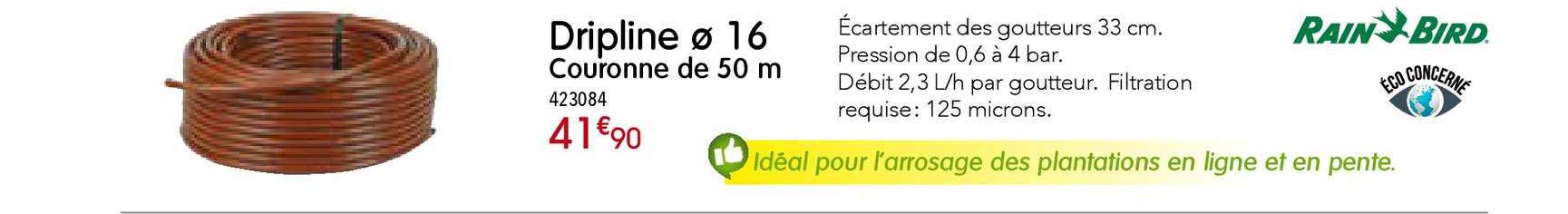 dripline 16 couronne de 50 m rain bird