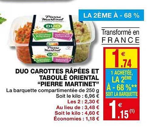 Duo Carottes Râtées Et Taboulé Oriental Pierre Martinet La 2ème à -68%