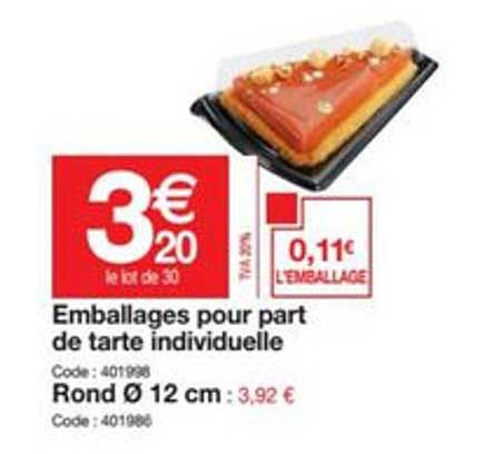 emballages pour part de tarte individuelle rond 12 cm