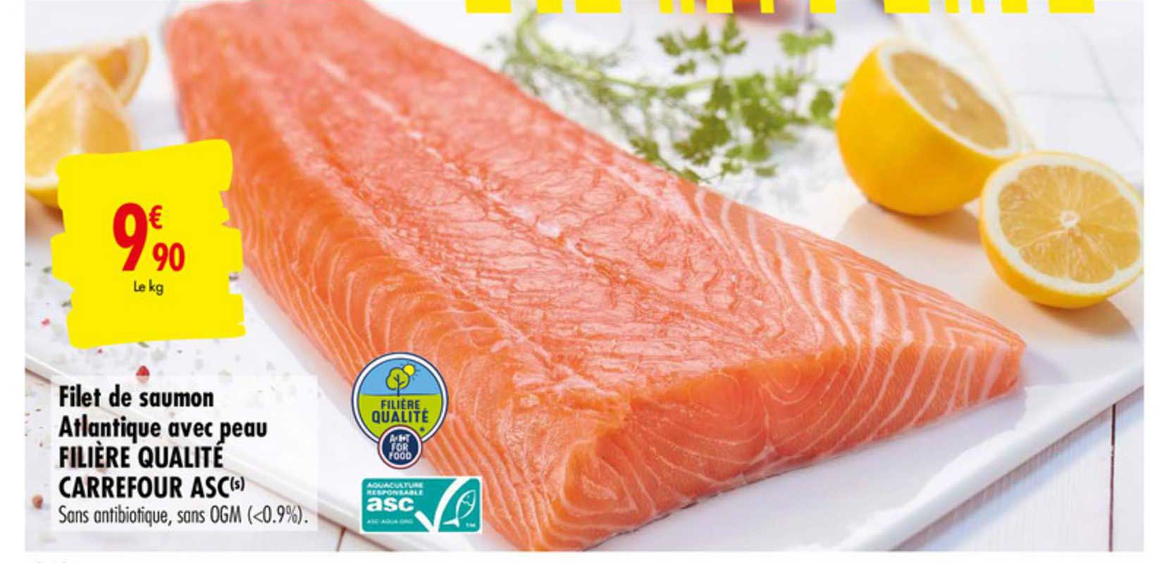 Filet De Saumon Atlantique Avec Peau Filière Qualité Carrefour Asc