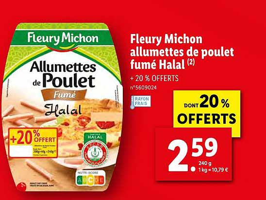 fleury michon allumettes de poulet fumé halal