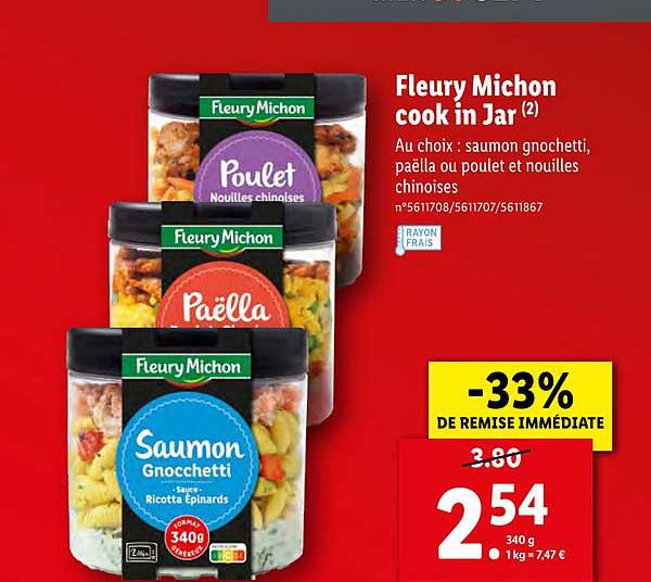 fleury michon cook in jar -33% remise immédiate