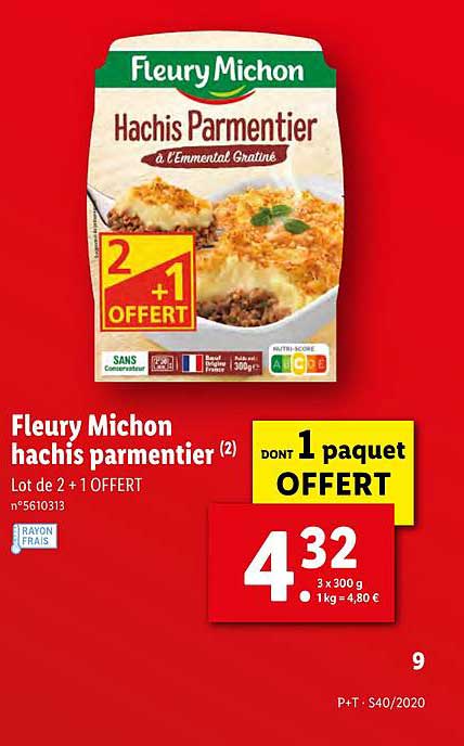 fleury michon hachis parmentier 2+1 offert
