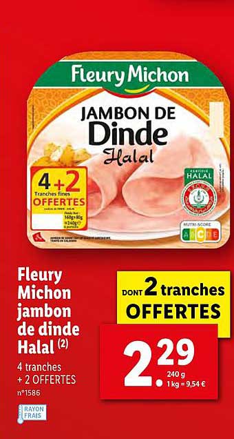 fleury michon jambon de dinde halal 4+2 offertes