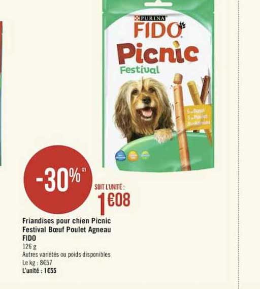 friandises pour chien picnic festival bœuf poulet agneau fido