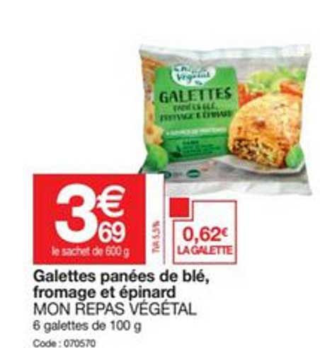 galettes panées de blé fromage et épinard mon repas végétal