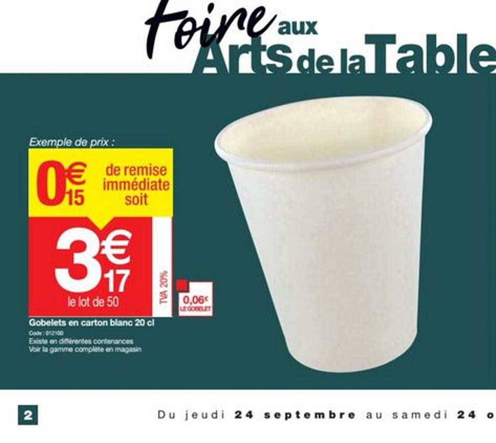 Gobelets En Carton Blanc 20 Cl
