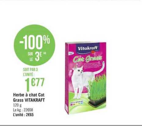 herbe à chat cat grass vitakraft -100% sur le 3e