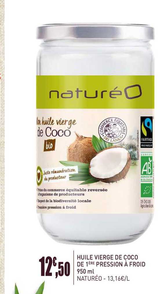 huile vierge de coco de 1ère pression à froid