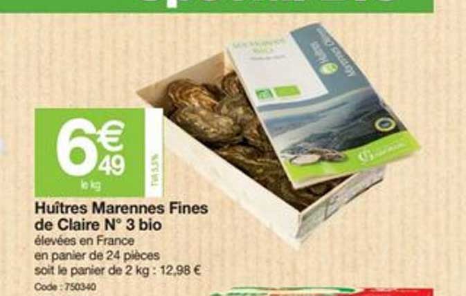 huîtres marennes fines de claire n° 3 bio