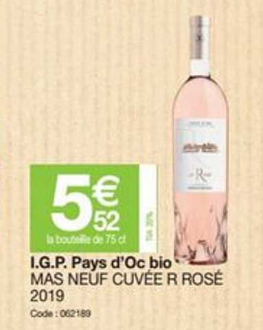 i.g.p. pays d'oc bio mas neuf cuvée r rosé 2019