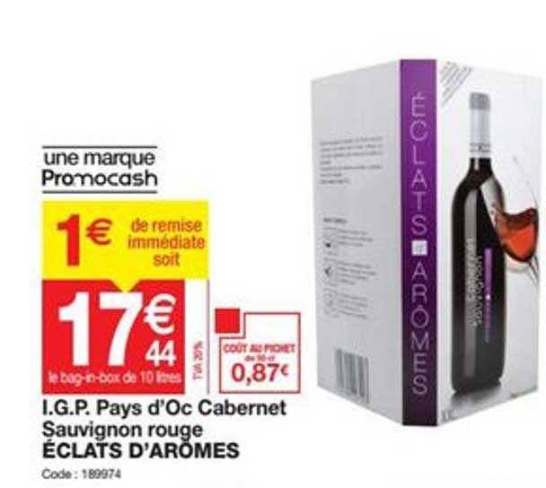 i.g.p. pays d'oc cabernet sauvignon rouge éclats d'arômes