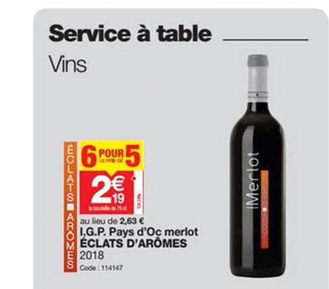 i.g.p. pays d'oc merlot éclats d'arômes 2018
