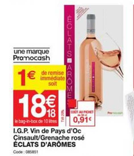 i.g.p. vin de pays d'oc cinsault grenache rosé éclats d'arômes