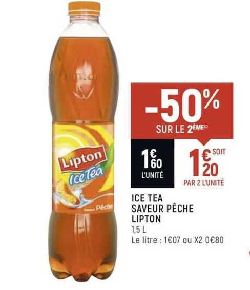 Ice Tea Saveur Pêche Lipton -50% Sur Le 2ème