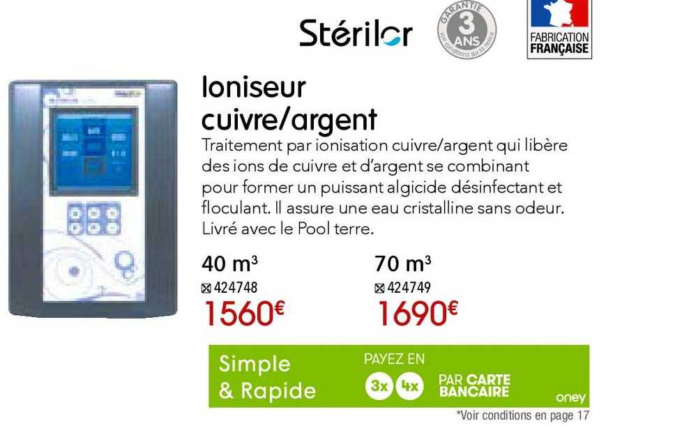 ioniseur cuivre argent stérilor