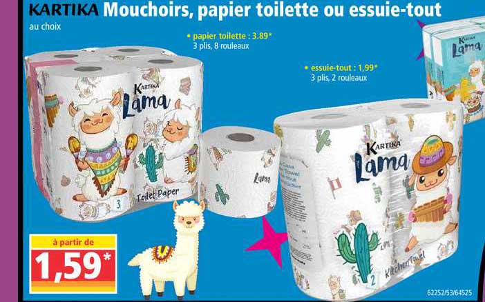 kartika mouchoirs, papier toilette ou essuie tout