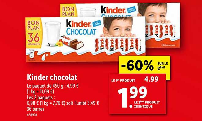 Kinder Chocolat -60% Sur Le 2ème