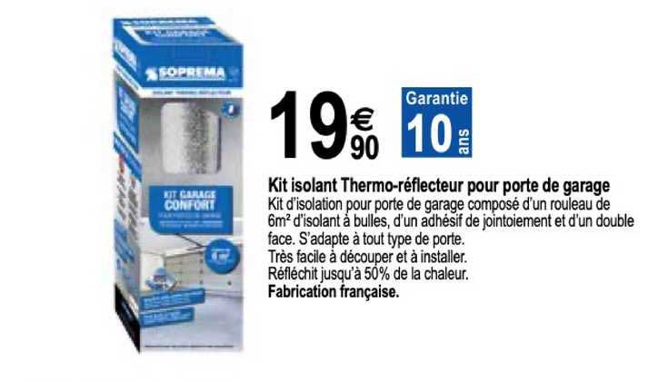 kit isolant thermo réflecteur pour porte de garage