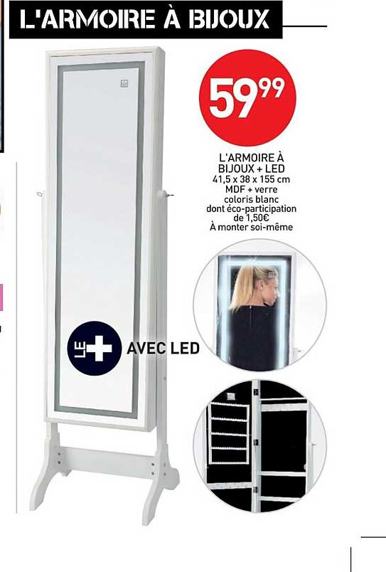 l'armoire à bijoux + led