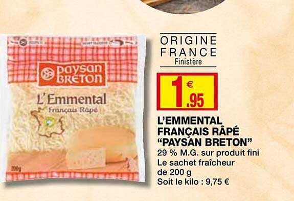 l'emmental français râpé paysan breton