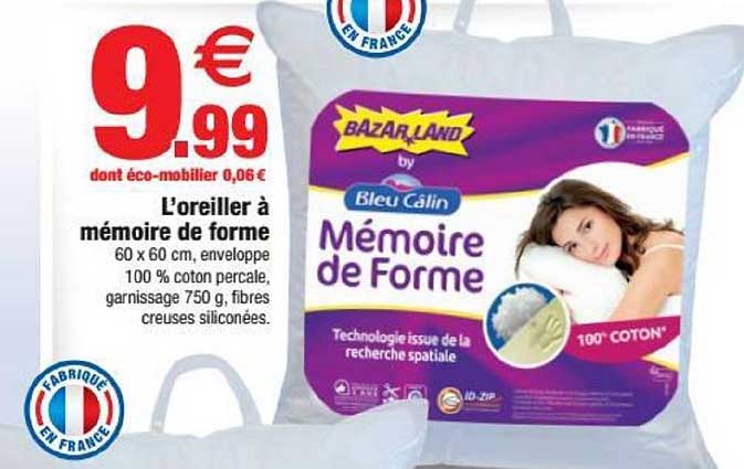 l'oreiller à mémoire de forme bleu câlin