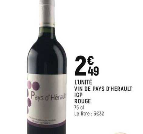 l'unité vin de pays d'hérault igp rouge