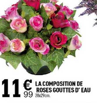 la composition de roses gouttes d'eau