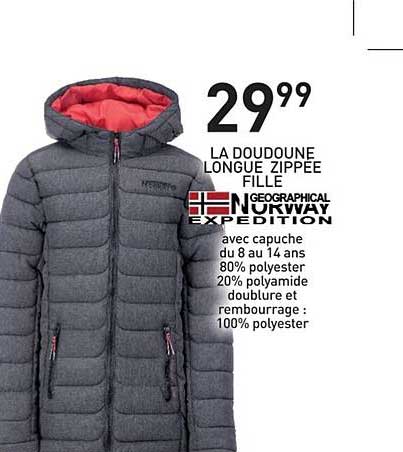 la doudoune longue zippée fille geographical norway expedition