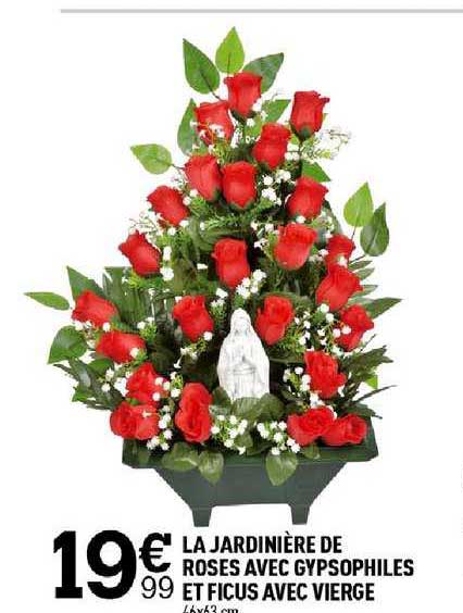 La Jardinière De Roses Avec Gypsophiles Et Ficus Avec Vierge