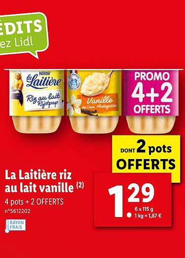 La Laitière Riz Au Lait Vanille