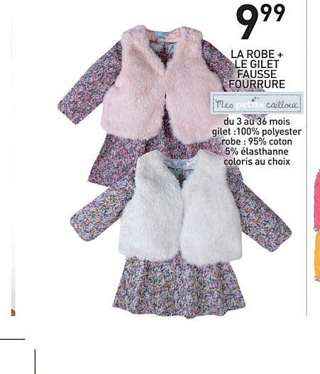 La Robe + Le Gilet Fausse Fourrure Mes Petits Cailloux