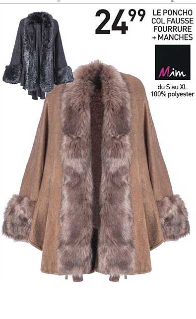 le poncho col fausse fourrure + manches mim
