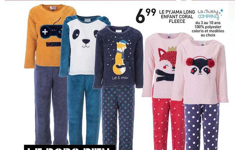 le pyjama long enfant coral fleece la twisty company